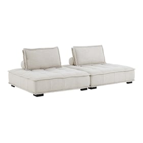 Modway Furniture Saunter Beige Fabric Tufted 2pc Loveseat