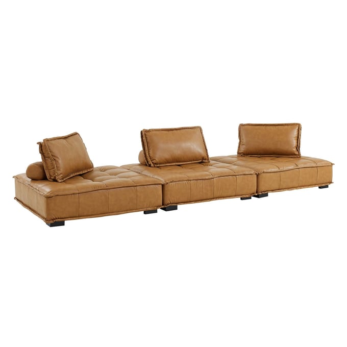 Modway Furniture Saunter Tan Vegan Leather Sofa EEI-5207-TAN