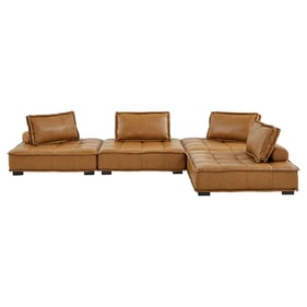 Modway Furniture Saunter Tan Vegan Leather 4pc Sectional