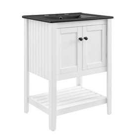 Modway Furniture Prestige White Black Bathroom Vanity