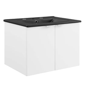 Modway Furniture Maybelle White Black 24 Inch Wall Mount Bathroom Vanity