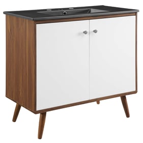 Modway Furniture Transmit Walnut Black 36 Inch Bathroom Vanity