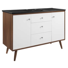 Modway Furniture Transmit Walnut Black 48 Inch Single Sink Bathroom Vanity