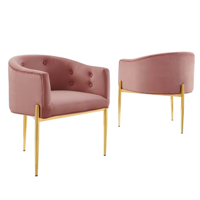 2 Modway Furniture Savour Dusty Rose Velvet Accent Chairs EEI-5415-DUS