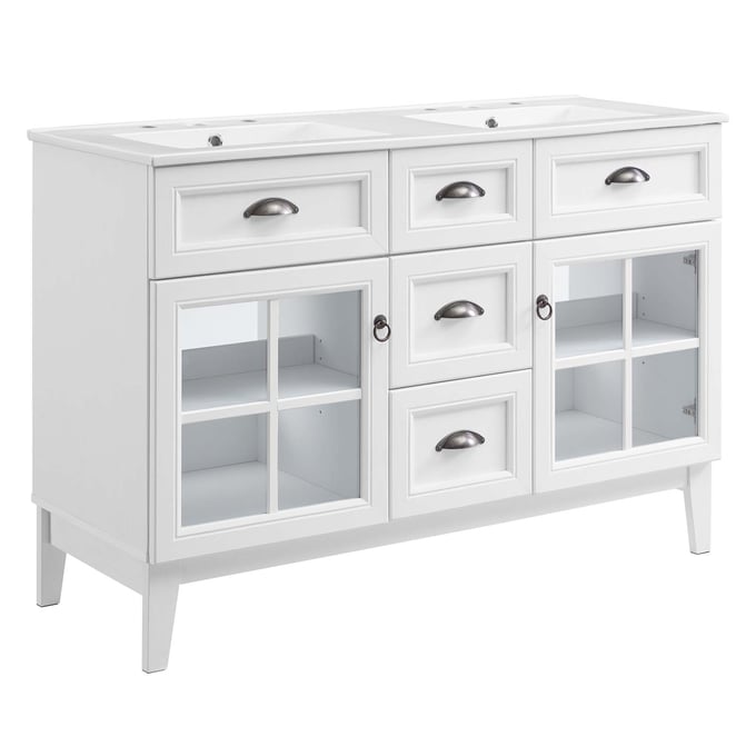 Modway Furniture Isle White 48 Inch Double Bathroom Vanity Cabinet EEI-5428-WHI-WHI