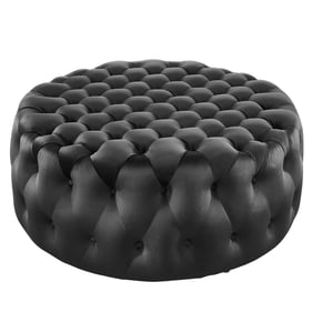 Modway Furniture Amour Black Tufted Button Large Round Ottoman