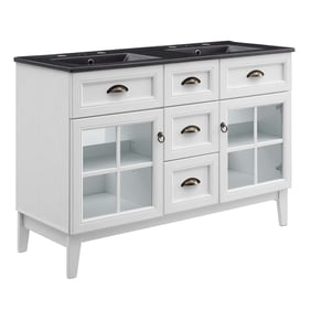 Modway Furniture Isle White Black 48 Inch Double Bathroom Vanity Cabinet