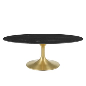 Modway Furniture Lippa Gold Black Marble 48 Inch Oval Coffee Table