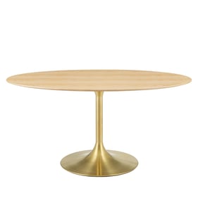 Modway Furniture Lippa Gold Natural 60 Inch Oval Dining Table