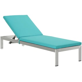 Modway Furniture Shore Silver Turquoise PU Outdoor Patio Chaise with Cushio...