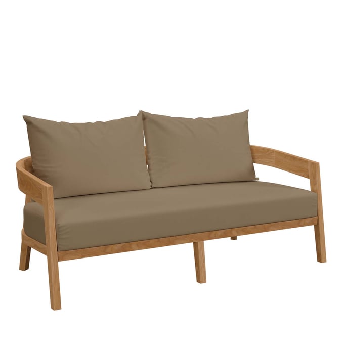 Modway Furniture Brisbane Natural Light Brown Outdoor Patio Loveseat EEI-5601-NAT-LBR