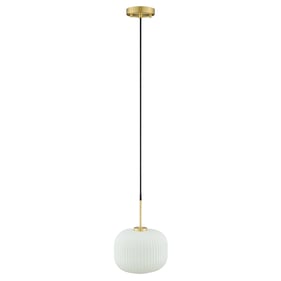 Modway Furniture Reprise White Satin Brass Glass Pendant Light