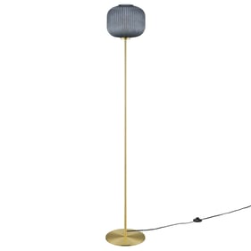 Modway Furniture Reprise Black Satin Brass Glass Sphere Floor Lamp