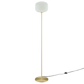 Modway Furniture Reprise White Satin Brass Glass Sphere Floor Lamp