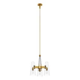 Modway Furniture Beacon Clear Satin Brass Beacon 3-Light Pendant Light