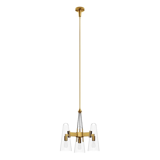 Modway Furniture Beacon Clear Satin Brass Beacon 3-Light Pendant Light EEI-5647-CLR-SBR