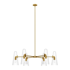 Modway Furniture Beacon Clear Satin Brass 6 Light Chandelier