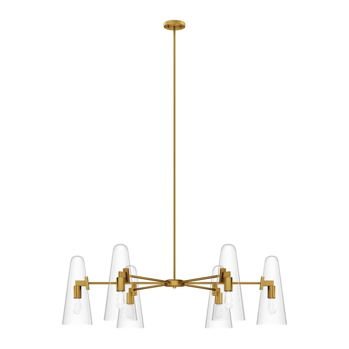 Modway Furniture Beacon Clear Satin Brass 6 Light Chandelier EEI-5648-CLR-SBR