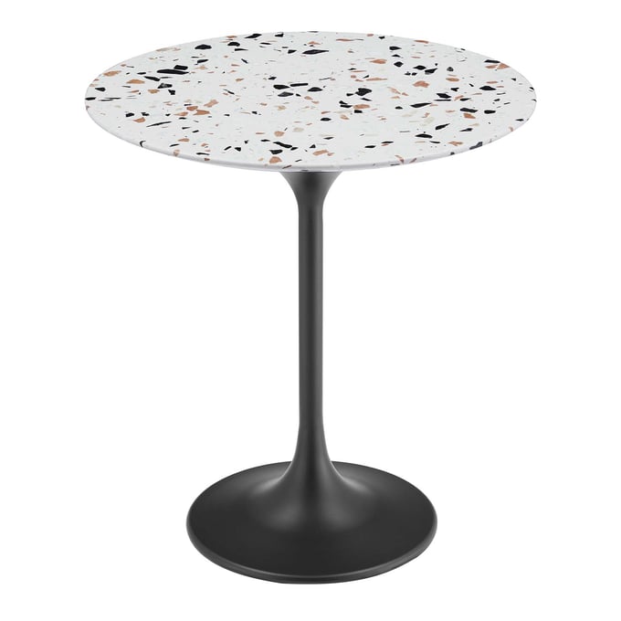 Modway Furniture Lippa Black Terrazzo 20 Inch Round Side Table EEI-5692-BLK-TER