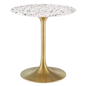 Modway Furniture Lippa Gold White 28 Inch Round Terrazzo Dining Table