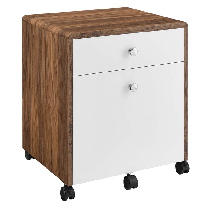 Modway Furniture Transmit Walnut White Wood File Cabinet EEI-5705-WAL-WHI