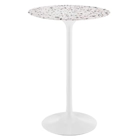 Modway Furniture Lippa White 28 Inch Round Terrazzo Bar Table