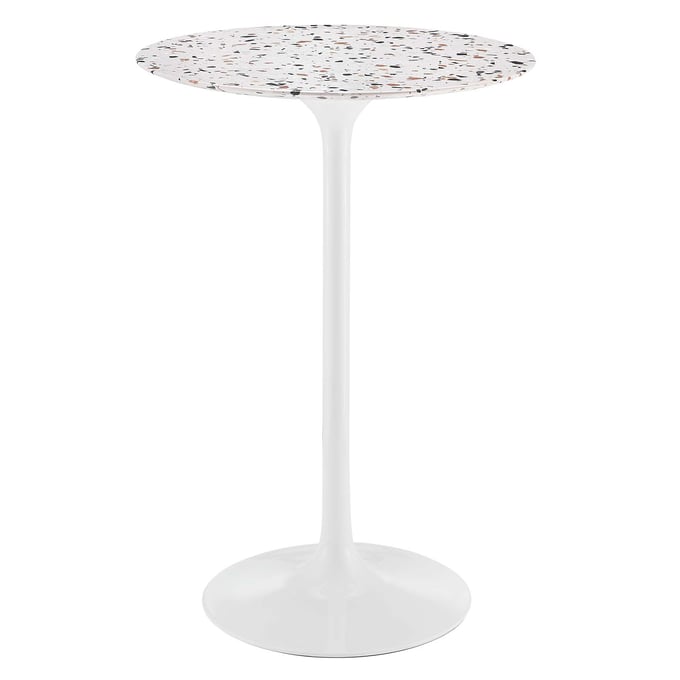 Modway Furniture Lippa White 28 Inch Round Terrazzo Bar Table EEI-5707-WHI-WHI