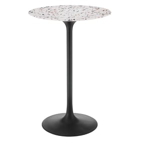 Modway Furniture Lippa Black White 28 Inch Round Terrazzo Bar Table