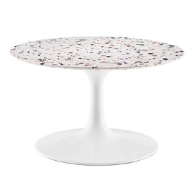 Modway Furniture Lippa White 28 Inch Round Terrazzo Coffee Table