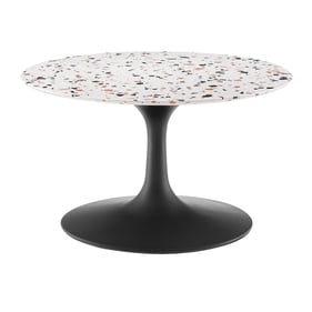 Modway Furniture Lippa Black White 28 Inch Round Terrazzo Coffee Table