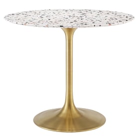 Modway Furniture Lippa Gold White 36 Inch Round Terrazzo Dining Table