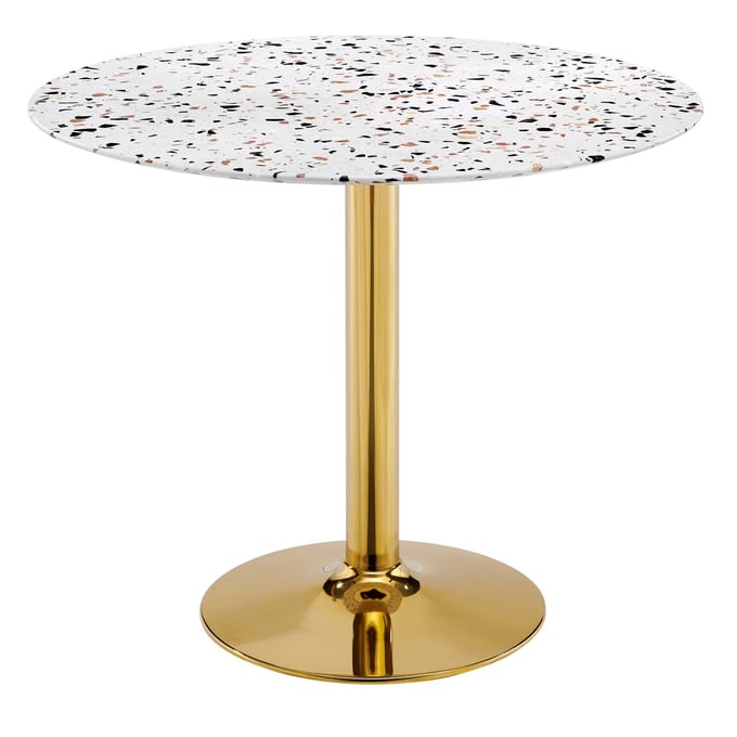 Modway Furniture Verne Gold White 36 Inch Round Dining Table EEI-5717-GLD-WHI