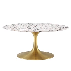 Modway Furniture Lippa Gold White 36 Inch Round Terrazzo Coffee Table