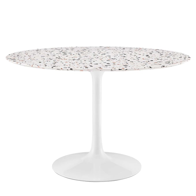 Modway Furniture Lippa White 47 Inch Round Terrazzo Dining Table EEI-5728-WHI-WHI