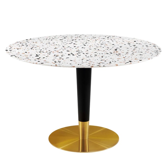 Modway Furniture Zinque Gold White 47 Inch Round Dining Table EEI-5732-GLD-WHI