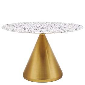 Modway Furniture Tupelo Gold White 47 Inch Round Terrazzo Dining Table