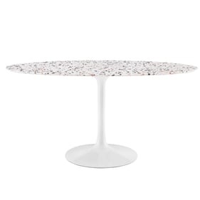 Modway Furniture Lippa White 60 Inch Oval Terrazzo Dining Table