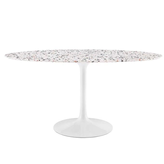 Modway Furniture Lippa White 60 Inch Oval Terrazzo Dining Table EEI-5734-WHI-WHI