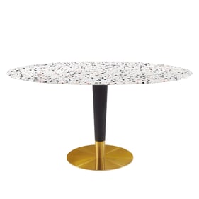 Modway Furniture Zinque Gold White 60 Inch Oval Dining Table