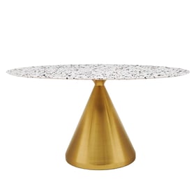 Modway Furniture Tupelo Gold White 60 Inch Oval Terrazzo Dining Table