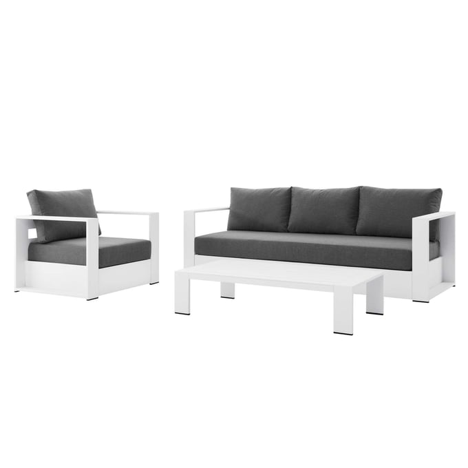 Modway Furniture Tahoe White Charcoal Outdoor Patio 3pc Set EEI-5748-WHI-CHA