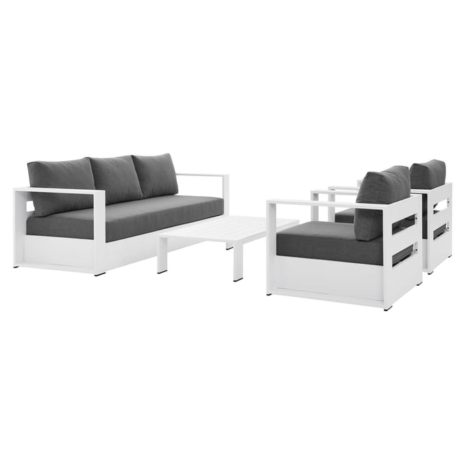 Modway Furniture Tahoe White Charcoal Outdoor Patio 4pc Set EEI-5749-WHI-CHA