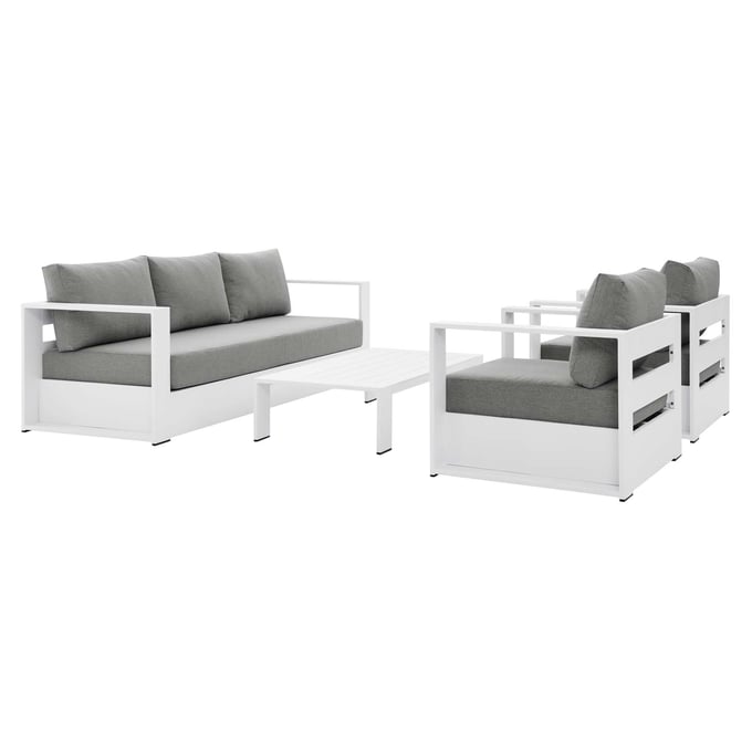 Modway Furniture Tahoe White Gray Outdoor Patio 4pc Set EEI-5749-WHI-GRY