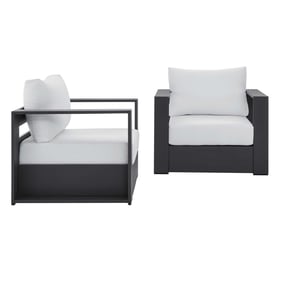 Modway Furniture Tahoe Gray White Outdoor Patio 2pc Armchair Set