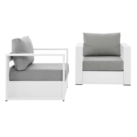 Modway Furniture Tahoe White Gray Outdoor Patio 2pc Armchair Set