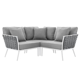 Modway Furniture Stance White Gray Outdoor Patio Small Sectional Sofa