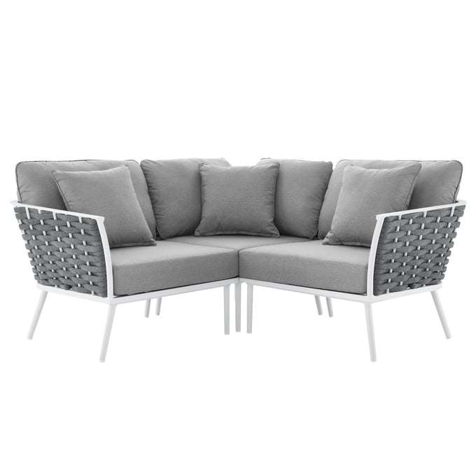 Modway Furniture Stance White Gray Outdoor Patio Small Sectional Sofa EEI-5752-WHI-GRY