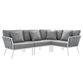 Modway Furniture Stance White Gray Outdoor Patio Large Sectional Sofa