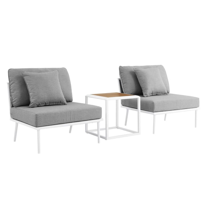 Modway Furniture Stance White Gray 3pc Outdoor Patio Set EEI-5754-WHI-GRY