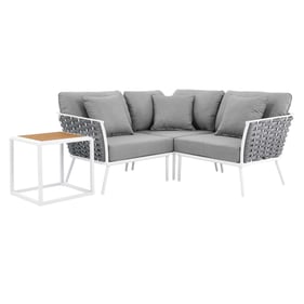 Modway Furniture Stance White Gray 4pc Outdoor Patio Sectional Sofa Set